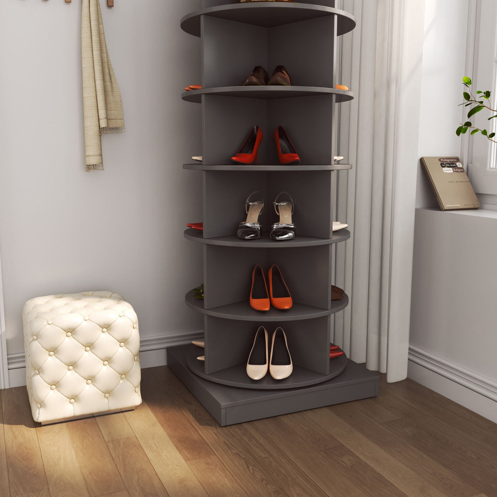 360 Rotating Shoe Cabinet 6 Layers with Space-Saving Rotating Design - Multiple Colors