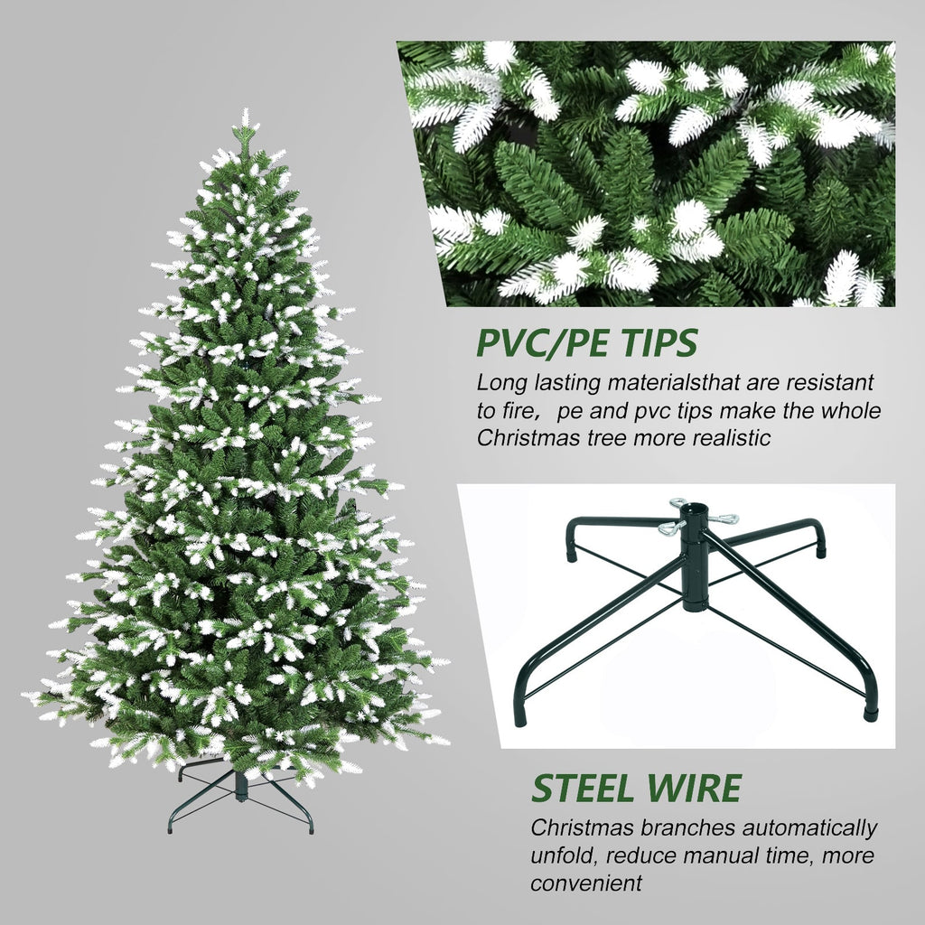 6FT Artificial Christmas Tree with White-Tipped PE & PVC