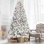 7.5FT Flocked Christmas Tree with 550 UL Lights