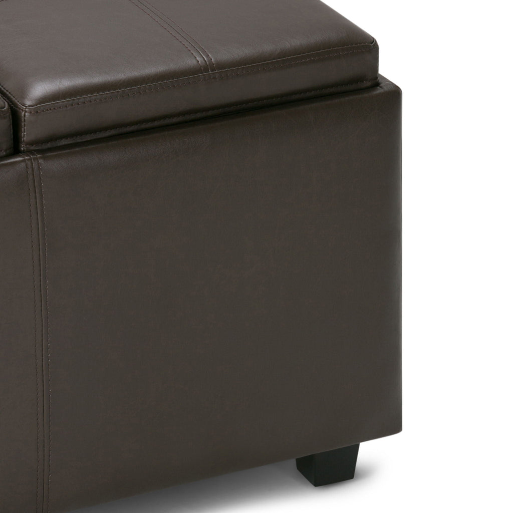 Avalon Upholstered Storage Ottoman with Flip-Over Serving Trays - Multiple Colors