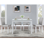 Dining Table Set with Crystal Decoration and Upholstered Chairs - Gray or White