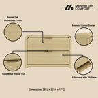 Modern Minimalist Solid Wood Nightstand with Two Drawers - Light Brown or Black