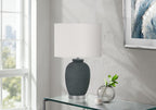 Blue Ceramic Table Lamp with 3-Way Rotary Switch - Ivory Shade