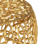 Modern Glam Mesh Coffee Table with Gold Accents and Aluminum Frame
