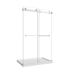 Brushed Nickel Frameless Sliding Shower Door with Double Bypass - 43-48" W x 76" H