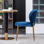 Blue Velvet Dining Chair with Gold Metal Frame
