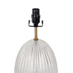 Aurora Ribbed Lamp Base Clear Table Lamp Large Linen Shade - Beige / Clear / Gold