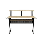 Eleazar Music Recording Studio Desk with Keyboard Tray and Storage - Natural Oak