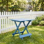Folding Square Table for Backyard with Space-Saving Design - Blue