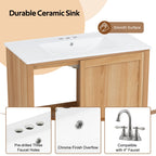 36" Bathroom Vanity with Ceramic Sink and Soft-Close Drawers - White