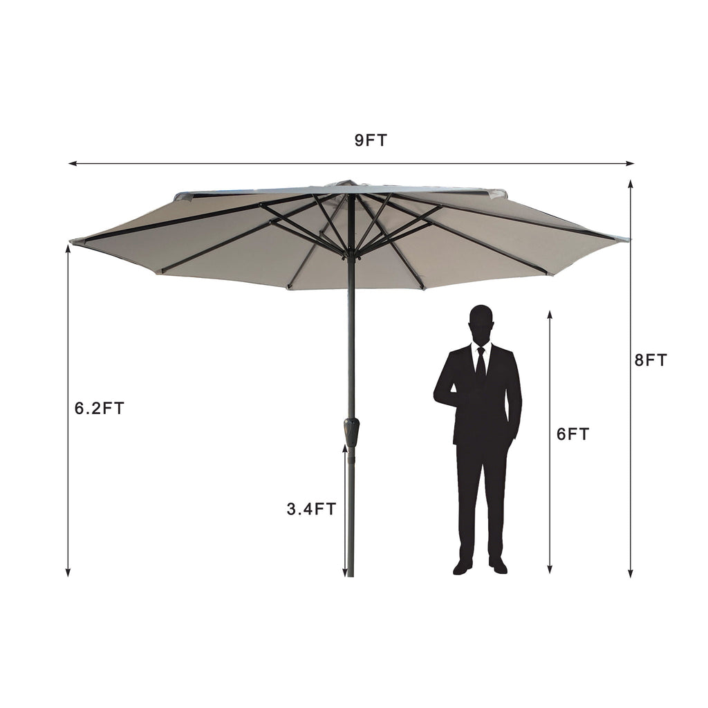 Gray Patio Market Umbrella with UV-Resistant Canopy