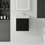 21.6 Inch Floating Bathroom Vanity with Ceramic Sink - Black, White, Oak, Brown