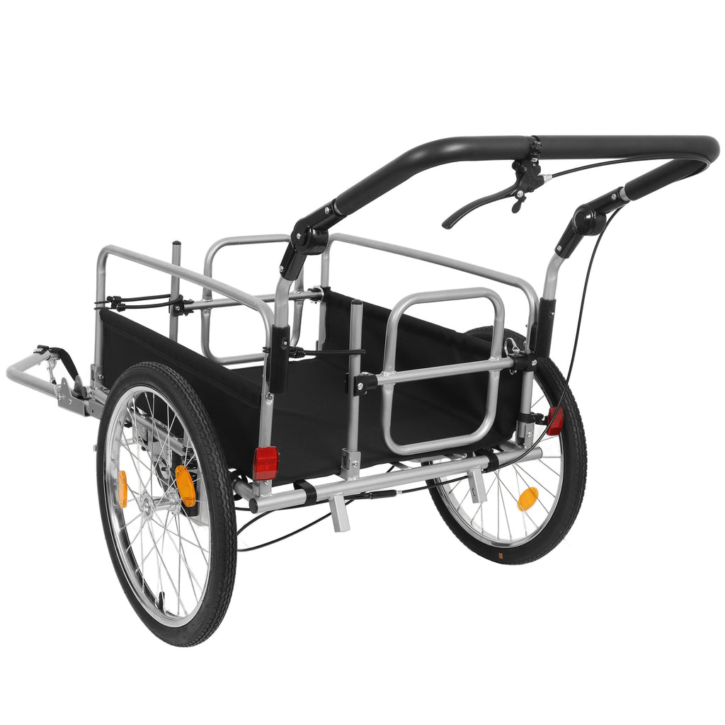 3-in-1 Heavy-Duty Bike Cargo Trailer with Steel Frame & Suspension - Black + Gray