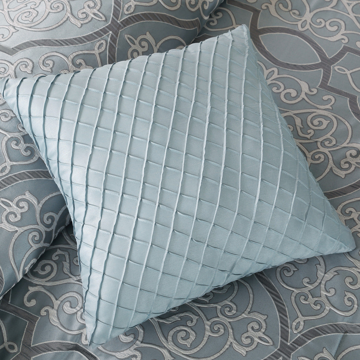 12 Piece Blue King Comforter Set with Cotton Bed Sheets