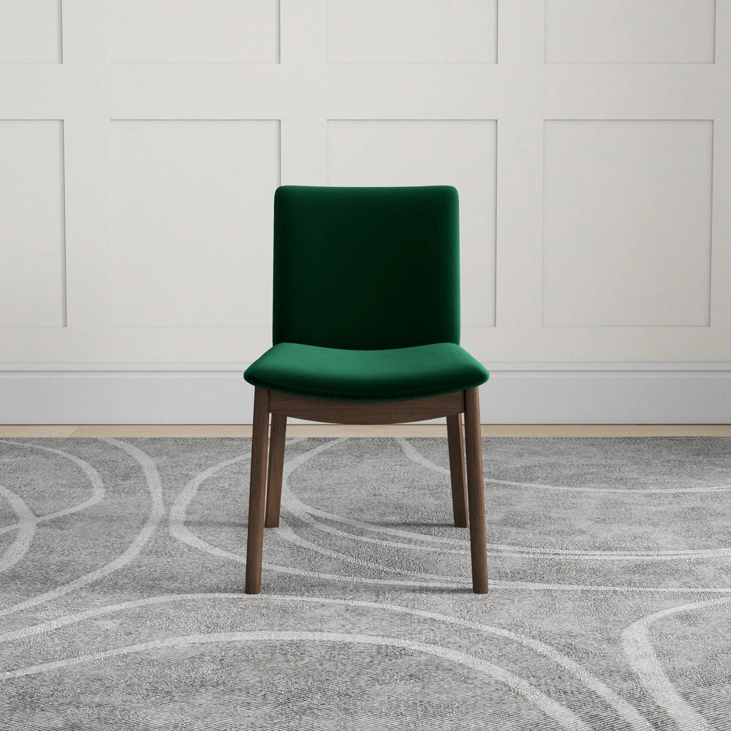 Mid-Century Modern Solid Wood Dining Chair Set with Fabric Upholstery - Multiple Colors