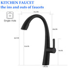 Stainless Steel Pull Out Kitchen Faucet with High Arch Spout - Black or Gold