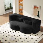 Modern Floor Sofa With 2 Pillows, Convertible Twin Size Folding Mattress - Multi-Color