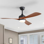 Ceiling Fan with Reversible DC Motor and Remote Control - White or Dark Brown