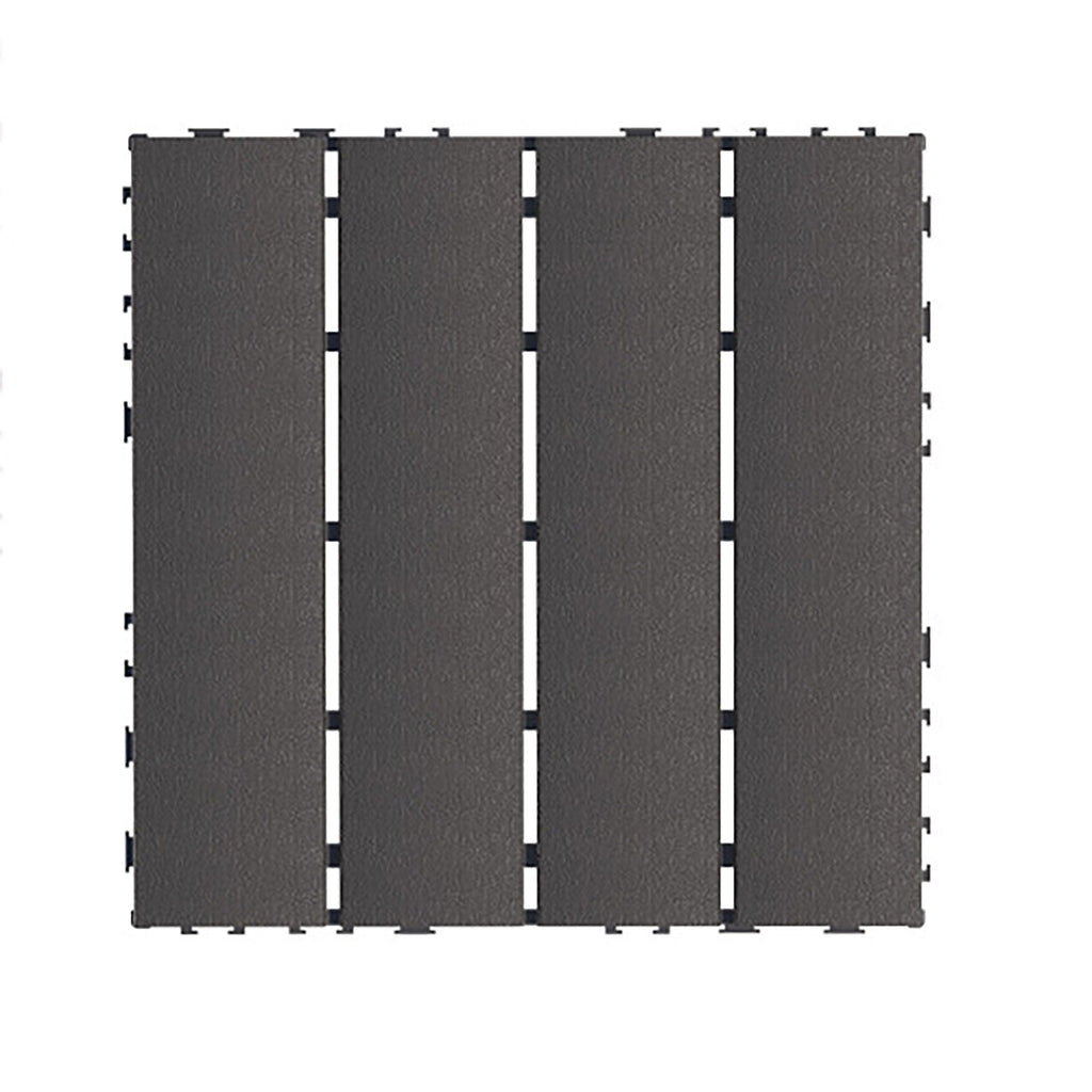 Plastic Interlocking Deck Tiles with Waterproof Construction - Dark Gray or Dark Brown
