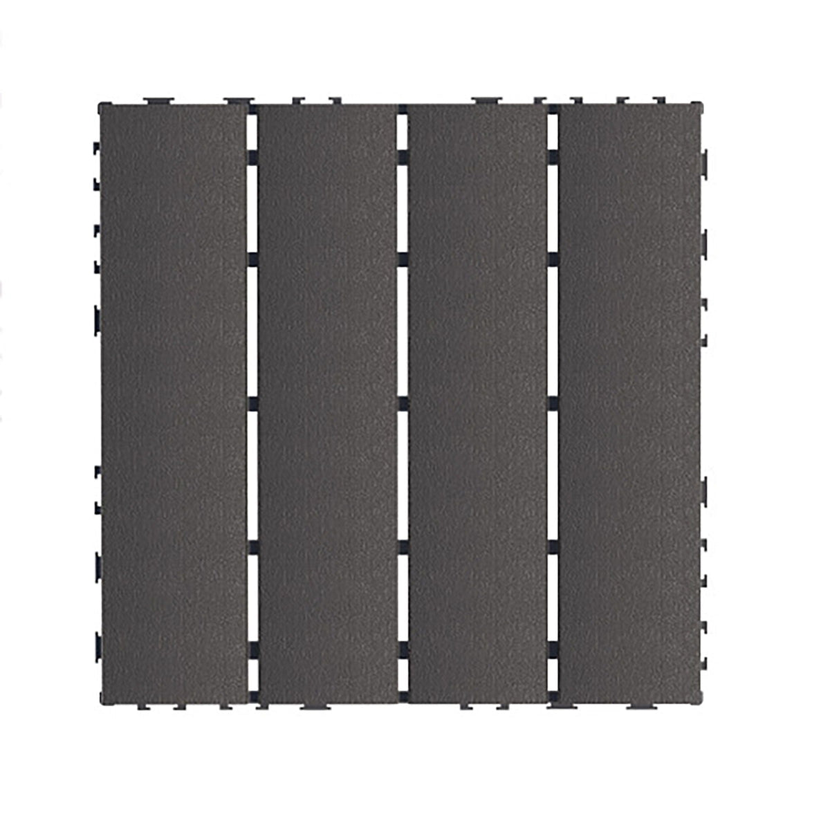 Plastic Interlocking Deck Tiles with Waterproof Construction - Dark Gray or Dark Brown