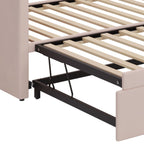 Upholstered Daybed With Pop Up Trundle Sofa Bed - Space Saving, Durable Frame - Gray or Pink