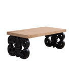 Ornate Scroll Base Coffee Table with Rectangular Top – Black or White