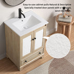 Bathroom Vanity with Porcelain Basin and 1 Drawer - Brown