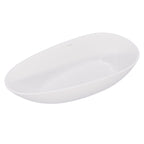 59" Freestanding Solid Surface Bathtub with Overflow Drain - Glossy White