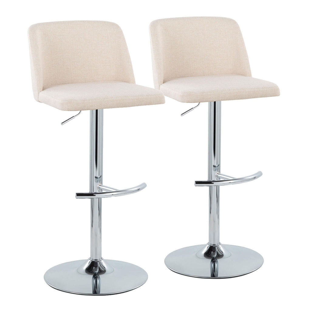 Contemporary Adjustable Barstool Set with Swivel & Rounded T Footrest - Multiple Colors