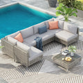 7-Piece Wicker Patio Furniture Set with Water-Resistant Cushions - Neutral