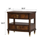 Traditional Style Nightstand with Power Outlet - Dark Cherry