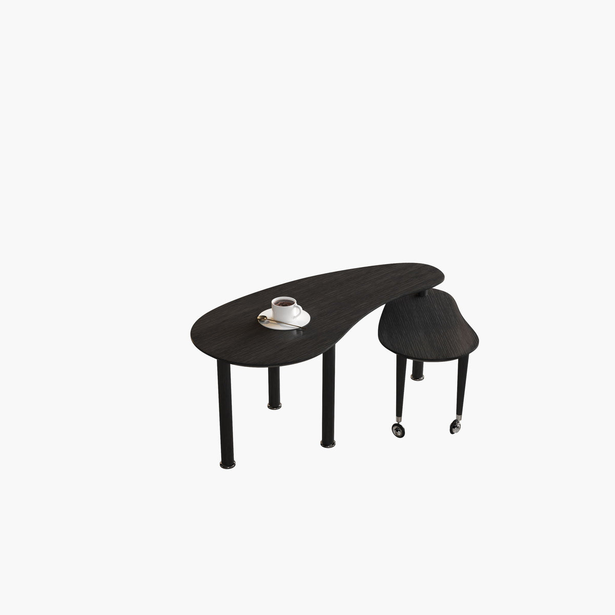 Rotatable Cocktail Table with 360 Degree Rotating Top – Solid Wood Legs
