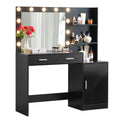 Vanity Desk with Mirror and Adjustable LED Lights - Black or Pink