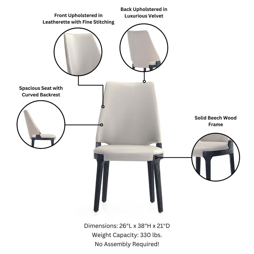 Kara Dining Chair Set of 2 with Solid Beech Wood Frame – Blue or Gray