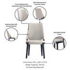 Kara Dining Chair Set of 2 with Solid Beech Wood Frame – Blue or Gray