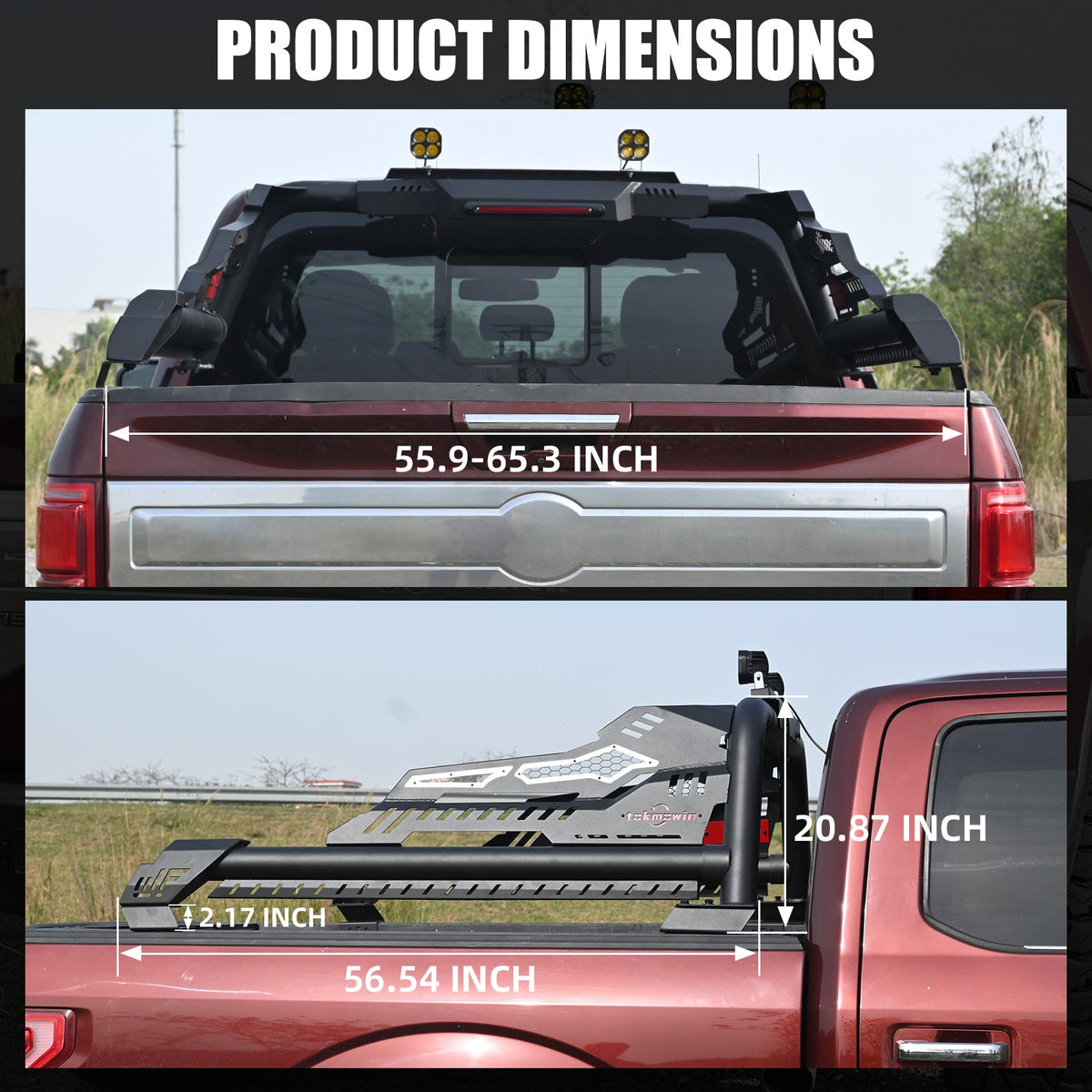 Adjustable Steel Truck Bed Roll Bar with Cargo Stability - Black