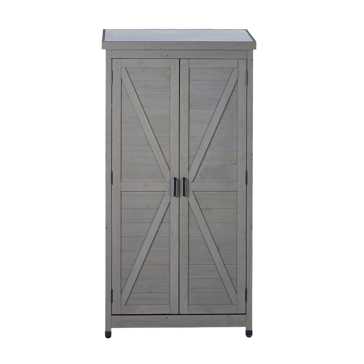 Outdoor Storage Shed with Vertical Tool Cabinet - Solid Wood, Dark Gray or Light Brown
