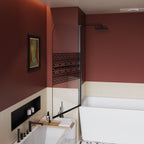 Bohemian Shower Door Bathtub with Tempered Glass and Handle - Matt Black