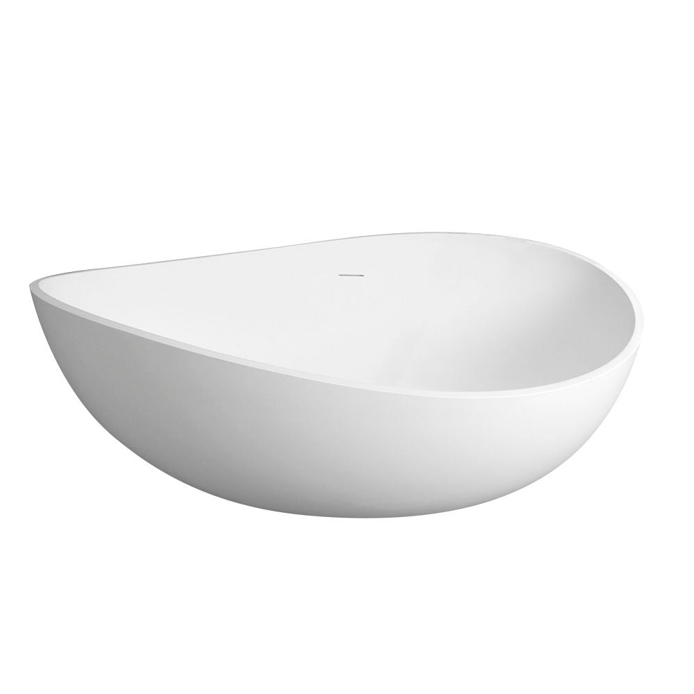 Freestanding Solid Surface Soaking Bathtub with Ergonomic Design – White or Black