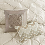 7 Piece Tufted Comforter Set Ivory Queen