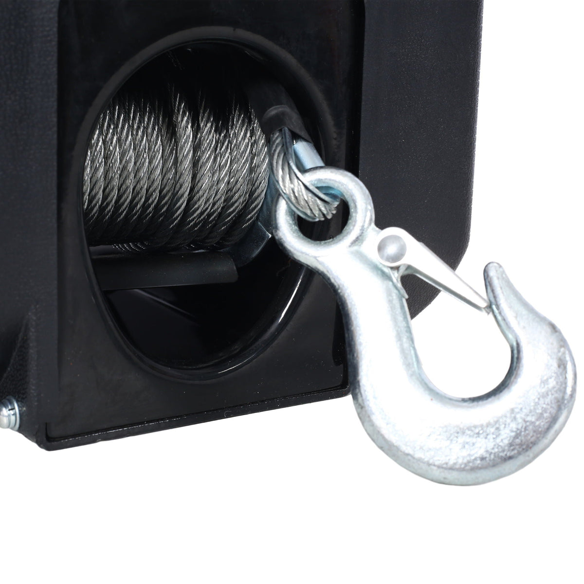Reversible Electric Trailer Winch with Galvanized Wire Rope - Black