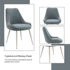 Light Blue Table Side Chair with Boucle Upholstery - Modern & Contemporary