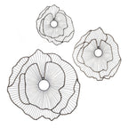 Metal Flowers Wall Decor Set of 3 - Gold