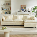 Modular Sectional Sofa, 110 Inch L-Shaped Couch with Movable Ottoman - Chenille