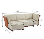 Velora 4-Piece L Shaped Boucle Sectional Sofa with Modular Design - Cream