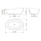 Freestanding Solid Surface Soaking Bathtub with Ergonomic Design – White or Black