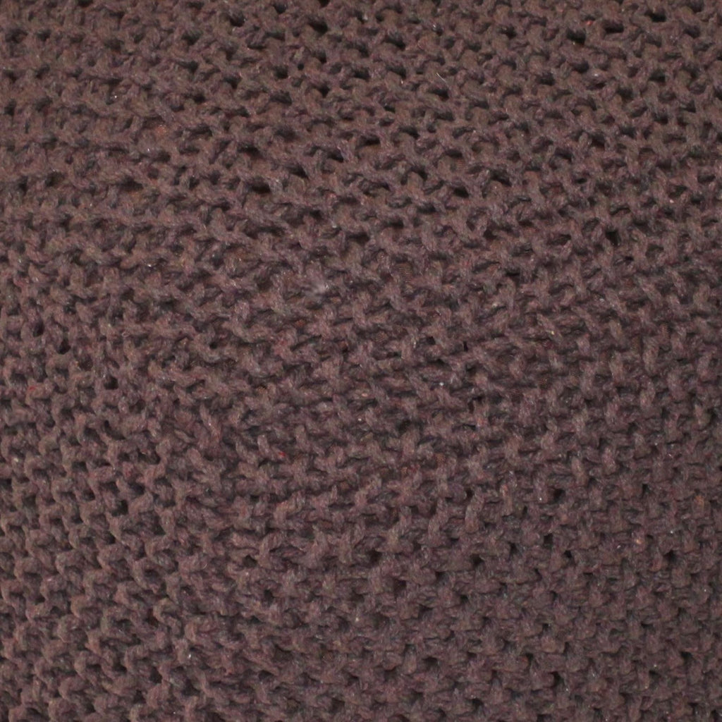 Cable Knitted Accent Pouf with Semi Rounded Design - Beige, Dark Brown, Dark Gray