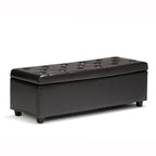 Coffee Brown Storage Ottoman with Safety Hinge - Tufted Detail
