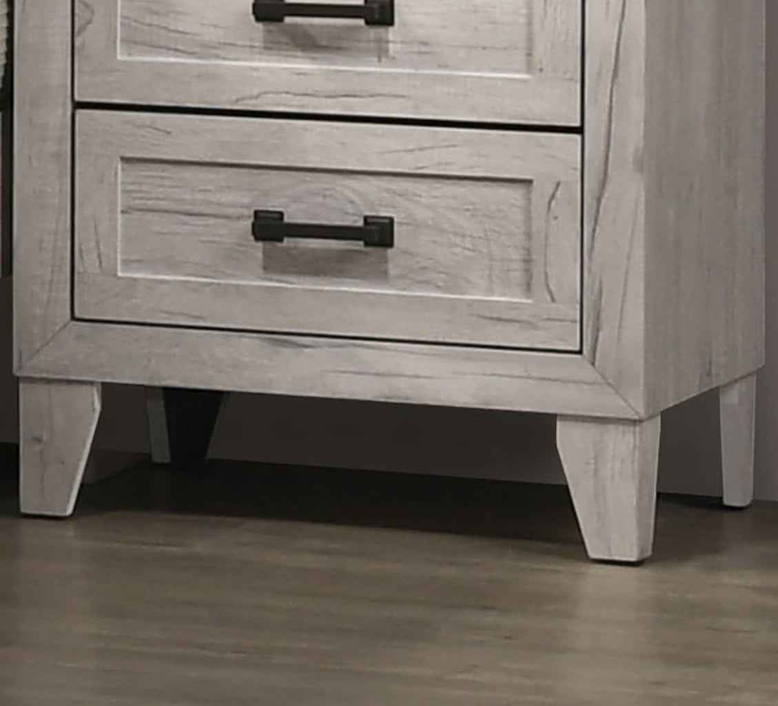 White Wash Bedside Table Nightstand with Melamine Top - White Wash