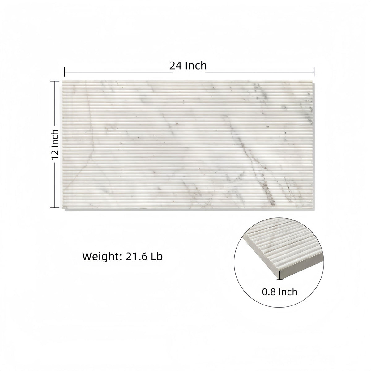 Textured Marble Decorative Tiles with Distinctive OL Finish - White / Natural